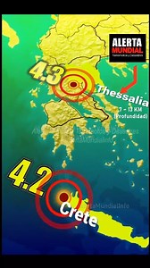 884K views · 5.8K reactions |  Sismo en Creta, Grecia – 18 de agosto de 2025  Magnitud: 4.2  Hora local: 15:11  Profundidad: 13 km  Ubicación: 27 km al WSW de Kíssamos, Grecia (población aprox. 4,200)  Magnitud: 4.3  Hora local: 22:38  Profundidad: 7 km  Ubicación: 18 km al NE de Karpenísi, Grecia (población aprox. 6,800) #sismo #terremoto #Grecia #Earthquake | Alerta Mundial / Terremotos y Desastres | Facebook