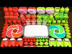 GREEN vs RED ! Mixing Random Things into GLOSSY Slime ! Satisfying Slime #729