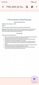 P102 Introduction to Moral PhilosophyTutorial Assessment 2P... | Filo