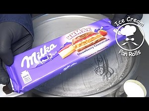 Milka Mmmax Strawberry Cheesecake Ice Cream Rolls | ASMR | oddly satisfying food sound | tingles