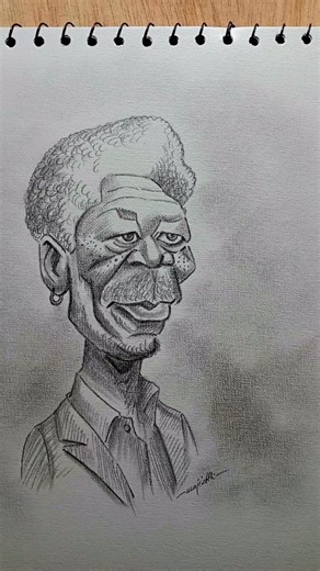Morgan Freeman's Caricature Drawing. #youtube #ytshorts #art #drawing #caricaturedrawing