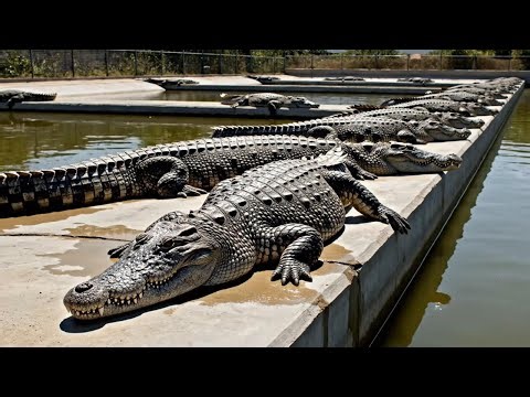 Raising Millions of Crocodiles for Meat and Skin in China - Crocodile Farm Harvesting Technology