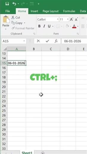 Insert Today’s Date in Excel Instantly 📅 | Ctrl + ; #Shorts