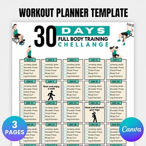 30 Day Full Body Workout Challenge, Full Body Workout Plan, Home Fitness Planner, Home Exercise Tracker, Strength Tracker, Instant Download - Etsy Australia