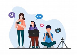 Premium Vector | Content Creators Illustration Clip Art Design Social Media Online live Video Stream Web Camera