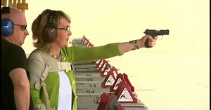 Gabrielle Giffords kicks off gun control campaign by shooting at firing range