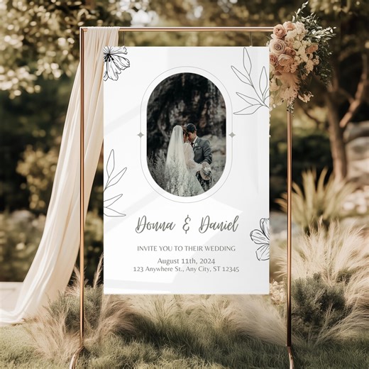 Photo Wedding Invitation, Editable Reception Invite, Wedding Invitation Card, Modern Wedding Invitation, Welcome Sign - Etsy