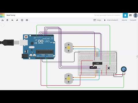 Control de giro y velocidad de motores en DC | Tinkercad