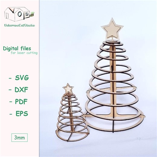 Decorative Spiral Christmas Tree – Laser Cutting File – 2 Sizes (14 Cm / 28 Cm) – Dxf Svg Pdf Eps – 3D Christmas Tree – DIY Christmas Decoration - Etsy