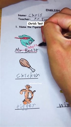 Teacher Tim on Instagram: "Grading my student Chris’s test Follow for daily test gradings! ❤️ #asmr #school #teacher #test #quiz"