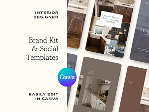 Editable Logo Design for Interior Designers | Premade Brand Kit | Canva Social Templates | Logo Suite | Instant Download - Etsy