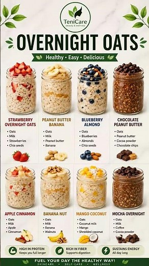 8 Healthy Overnight Oats Recipes for Weight Loss & Energy | Easy Breakfast Ideas