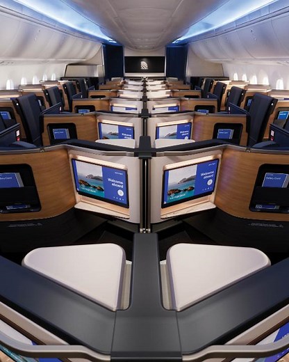 Meet United’s most premium plane ever: our new 787-9 Dreamliner. Let’s take a tour of the new United Elevated interior... 🚪 A redesigned United Polaris business class (yes, with doors!) 🥂 United Polaris Studio, 8 all-new front-row suites with 25% more room, an ottoman and caviar service 📺 Bigger screens at *every seat* on the plane, including the largest Economy seatback screen in the world 💺 Plussed-up United Premium Plus with privacy dividers and wireless charging 🎧 Bluetooth connectivity