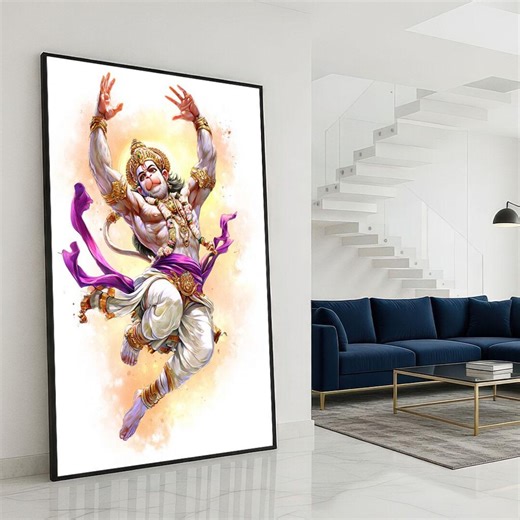 Lord Hanuman Canvas Dynamic Warrior Spiritual Art - Etsy