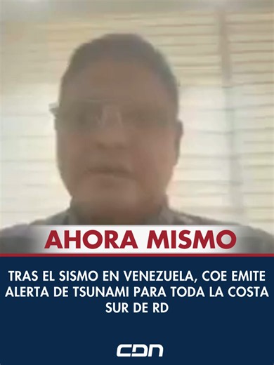 El Centro de Operaciones de Emergencias emitió alerta de Tsunami para toda la costa sur de RD debido a la ocurrencia de un terremoto de magnitud 7.1 ocurrido en Venezuela. La entidad recordó a la ciudadanía que, si se encuentran en una situación de riesgo o necesitan asistencia durante una catástrofe, pueden utilizar los siguientes canales de comunicación para solicitar ayuda, como son el 809-472-0909, el 911, y el 809-472-8614. Amplía esta y otras informaciones en el enlace de nuestro portal we