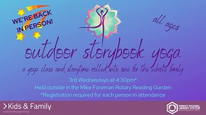 Have you registered for this FREE outdoor yoga/storytime program for the whole family? It's not too late to register to join us: https://www.handleyregional.org/events/outdoor-storybook-yoga | Handley Regional Library System | Facebook