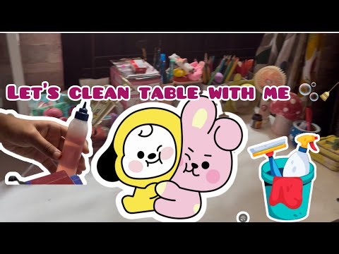Sunny cleaning her table 😲🍡💫#sunny #diy #art #bts #cleaning