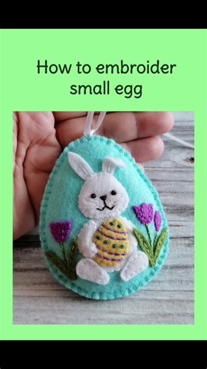 DusiCrafts Dušanka Sirše on Instagram: "Easter bunny and egg... Embroidery of the small egg with couching stitch and French knots. As promised here is a short reel for a part of the Tutorial "Bunny for Easter and Valentines" Actually this is one more difficult parts and quite optional. As I prepared also other objects for bunny to hold, and those are carrot and heart. Pattern is available in my Etsy shop. #eastercrafts #handsewing #handembroidery #feltornaments #bunn#bunnylove"