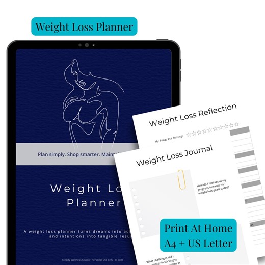 Editable and Printable Weight Loss Planner – Fitness, Meal and Progress Tracker (A4, US Letter, A5) - Etsy