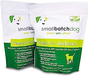 Smallbatch Pets Freeze-Dried Premium Raw Food Diet for Dogs, 2-Pack, Duck Recipe, 14 oz in Each Bag (28 oz Total), Made in The USA, Organic Produce, Humanely Raised Meat, Hydrate and Serve Patties