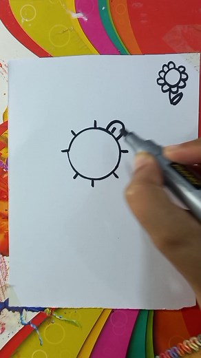 Easy Sunflower Drawing Tutorial with Bottle Cap