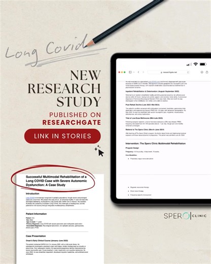 We’re excited to share a major milestone for The Spero Clinic! Our very first published case study has just gone live on ResearchGate, sharing the inspiring recovery of a severe Long COVID patient treated in our program. This publication represents an important step toward sharing our clinical insights and outcomes with the wider medical and research community. Read the full case study here: https://www.researchgate.net/publication/397834874_Successful_Multimodal_Rehabilitation_of_a_Long_COVID_C