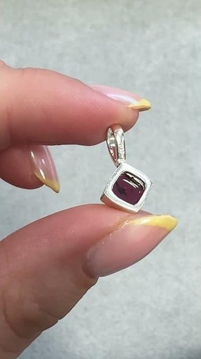 6mm Garnet Diamond Pendant Sterling Silver January Birthstone