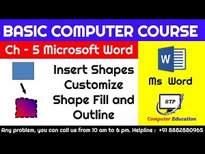 Ms Word Chapter - 5 Insert Shapes Customize Shape Fill Complete Basic Computer Course in Hindi