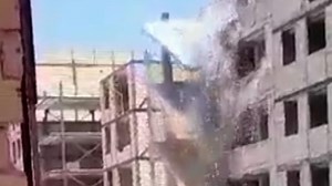 Video captured the moment the planned demolition of an 'unauthorised building' went wrong.