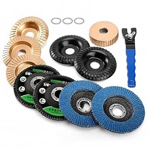 14pcs Wood Carving Disc Set for 4 in 4.5 in Angle Grinder, Woodworking Grinding Wheels Kit with 7/8"-5/8" Arbor for Quick Rough Cutting Shaping Sanding Polishing