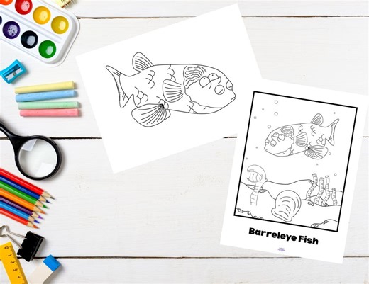 Barreleye Fish Coloring Page Printable Deep Sea Activity for Kids Homeschool Ocean Science Worksheet - Etsy