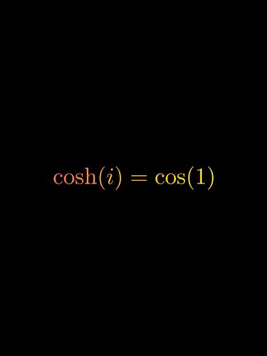 why is cosh(i) = cos(1) #math #viralvideos #fyp #animation #manim #calc #sat #us #complexnumbers