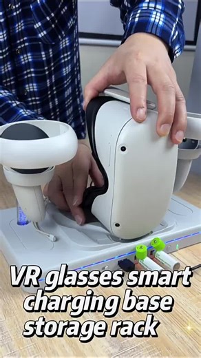 video, Quest 2 / 3 VR Charging Dock Stand RGB Light Wireless Handle Storage Base for Oculus Heads...