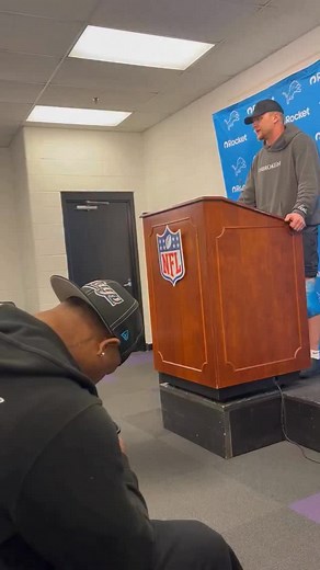 140K views · 4.9K reactions | “He won us that game today.” Hilarious moment between David Montgomery and Aidan Hutchinson in the postgame presser. The Lions had two in a 38-30 win against the Baltimore Ravens on Monday night. | Detroit News | Facebook