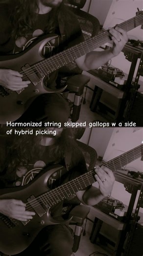 Harmonized string skipping gallops with a side of hybrid picking #guitar #metal