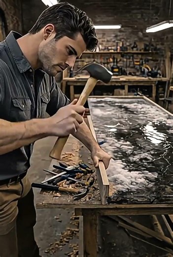 I Trapped a REAL Lightning Storm Inside an Epoxy Table ⚡ (Insane LED Reveal) #shorts #ai