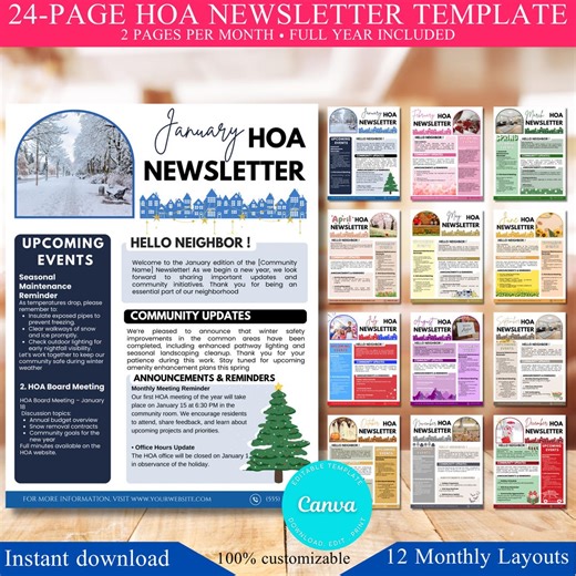 Editable HOA Newsletter Templates, Canva Community Newsletter, Homeowners Association Newsletter, Property Management Email Templates - Etsy New Zealand