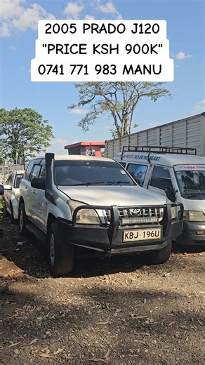 CALL OR WHATSAPP: 0741 771 983 MANU 💰 PRICE: KSH 950,000/= ✔ 50% FINANCING AVAILABLE – Pay Balance Within 24 Months 🔹 Vehicle Specifications • Make : Toyota Landcruiser • Model : Prado J120 • Year : 2005 • Body Type : SUV • Fuel Type : Diesel • Transmission : Manual • Engine Capacity : 3000 • Vehicle Status : Locally Used 🔹 Description Well-maintained locally used unit available for immediate purchase. Flexible 50% financing option makes ownership easier and more convenient. 📍 Location: Kiam