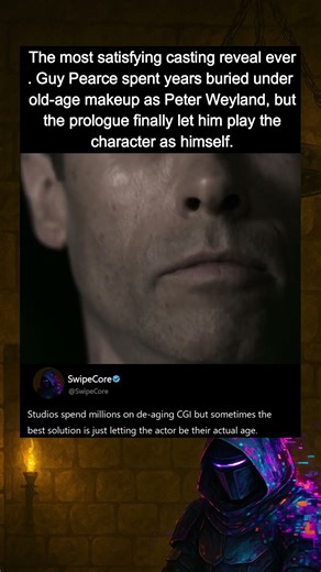 In Alien Covenant (2017), Guy Pearce finally played young Weyland without makeup