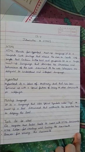 computer class 7 Introduction to HTML Notes📝