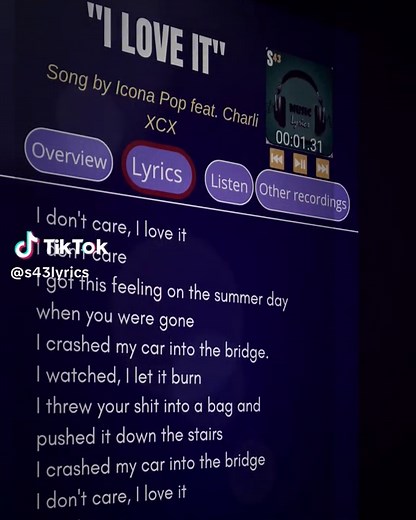 Lyrics_I Love It🎧🎶🎼 Song by Icona Pop feat. Charli XCX🥰 #songlyrics #music #lyrics #iloveit #charlixcx