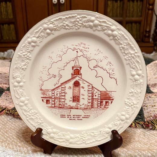 Vintage Homer Laughlin Ironstone Plate | Urban Park Methodist Church Dallas TX Souvenir - Etsy