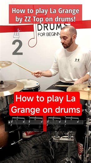 🔥How to play La Grange on drums, by ZZ Top! Quick tutorial! #drums #lagrange #tutorial #howto
