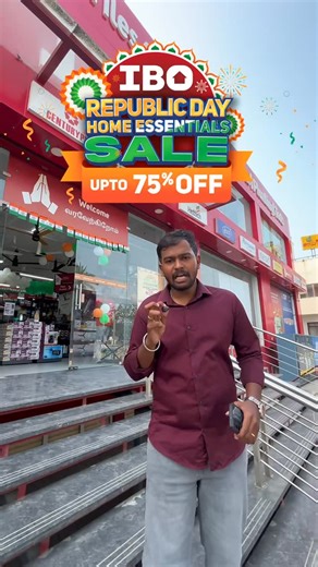 Udhaya & Aishu | Coimbatore Bloggers on Instagram: "The IBO Republic Day Home Essentials Sale is going to start From Jan 23rd to 26th, we’re talking massive savings of up to 75% OFF on everything you need. Check out these steals: 💡 LED Bulbs & Flowerpots from ₹39 🍳 Kitchen Essentials from ₹99 💨 Fans starting at ₹999 🧊 Geysers & ACs at unbeatable prices! Don’t wait—these deals are only here for 4 days! ⏳ Visit your nearest IBO store today. 🏃‍♀️💨 #IBOSale #RepublicDaySale #HomeImprovement #D