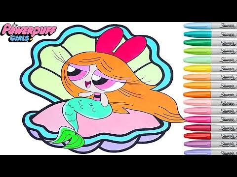 Powerpuff Girls Coloring Book Pages Mermaid Blossom PPG ✨Rainbow Splash
