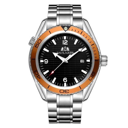 Automatic Self Wind Mechanical Stainless Steel Strap Simple Orange Blue Bezel Date Business Men Watch - Walmart.ca