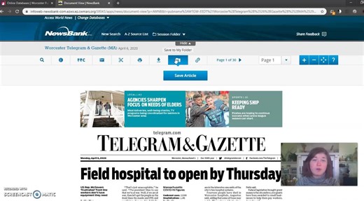 Periodicals Librarian Gretta gives a tutorial on how to access the Worcester Telegram & Gazette on our webpage to read the daily paper. | Worcester Public Library | Facebook