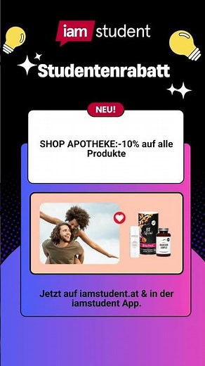 Neuer Studi-Rabatt von SHOP APOTHEKE auf iamstudent.at