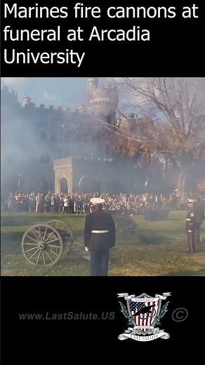 Marines fire cannons at funeral at Arcadia University #militaryceremony