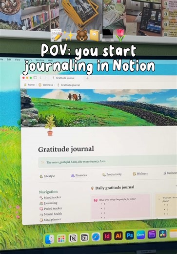 How life looks like when you start journaling in Notion🤭📝✨🎧💻🌷 #notion #notiontok #digitaljournal #journalwithme #fyp Notion journal | Notion template | Notion planner | Notion setup | Notion tutorial | Notion tour | journaling prompts | aesthetic journal | aesthetic desk setup | productivity apps | Notion tips